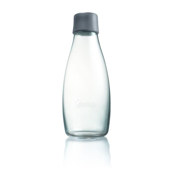 Sivá sklenená fľaša ReTap s doživotnou zárukou, 500 ml