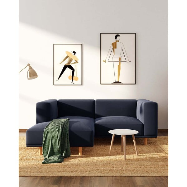 Tmavomodrá zamatová rohová pohovka (ľavý roh) Kukumo – Ame Yens-image-3