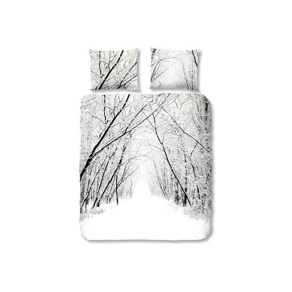Biele flanelové obliečky Muller Textiel Forest, 200 × 200 cm
