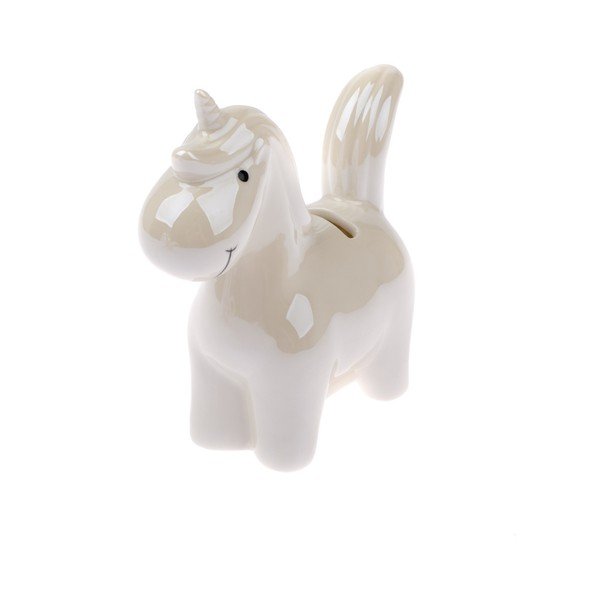Biela porcelánová dekorácia v tvare jednorožca Dakls Unicorn, výška 14,2 cm