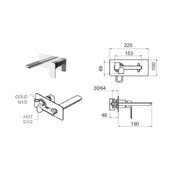 Podomietková umývadlová batéria v zlatej farbe (1 výstup) Spy – Sapho-image-3