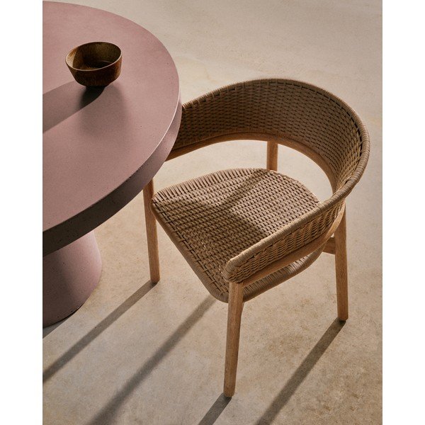 Drevená záhradná stolička v prírodnej farbe Arinella – Kave Home-image-1