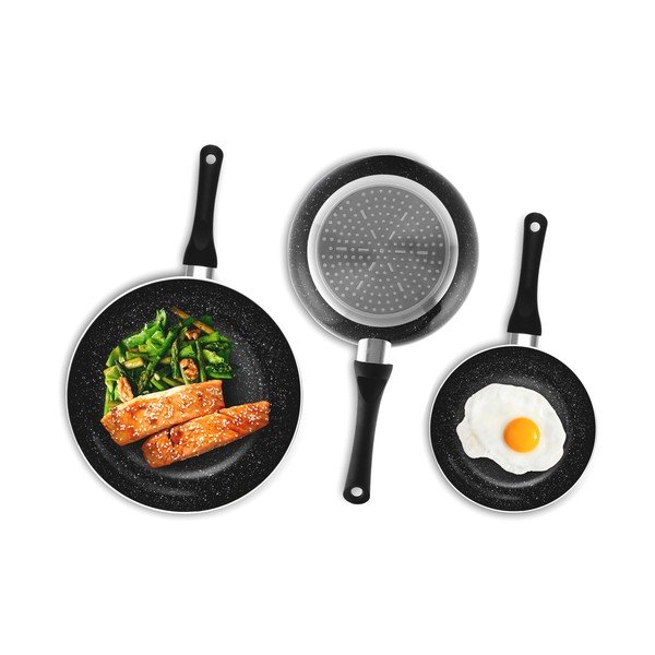 Sada 3 čiernych kameninových panvíc InnovaGoods Stone-image-2