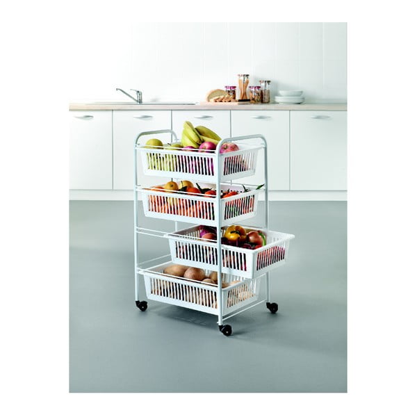 Pojazdný regál so 4 košíkmi Metaltex India, dĺžka 35 cm-image-2