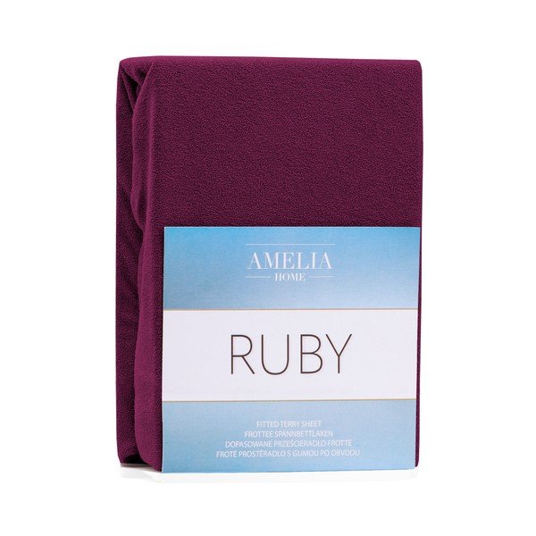 Tmavovínová elastická plachta na dvojlôžko AmeliaHome Ruby Dark Siesta, 180-200 x 200 cm-image-2