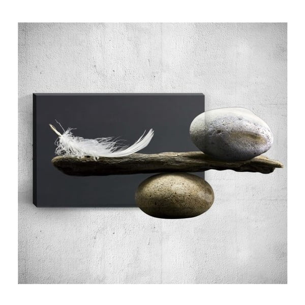 Nástenný 3D obraz Mosticx Feather With Pebbles, 40 × 60 cm
