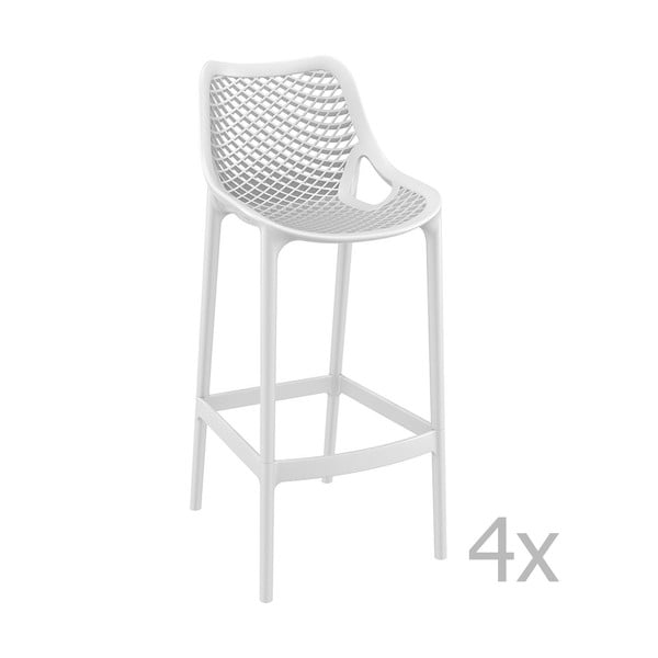Sada 4 bielych barových stoličiek Resol Grid Simple, výška 75 cm