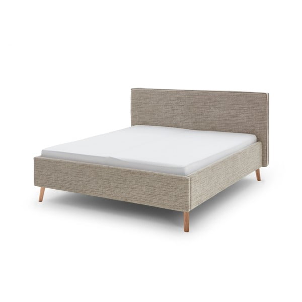 Béžová čalúnená dvojlôžková posteľ s úložným priestorom s roštom 180x200 cm Riva – Meise Möbel