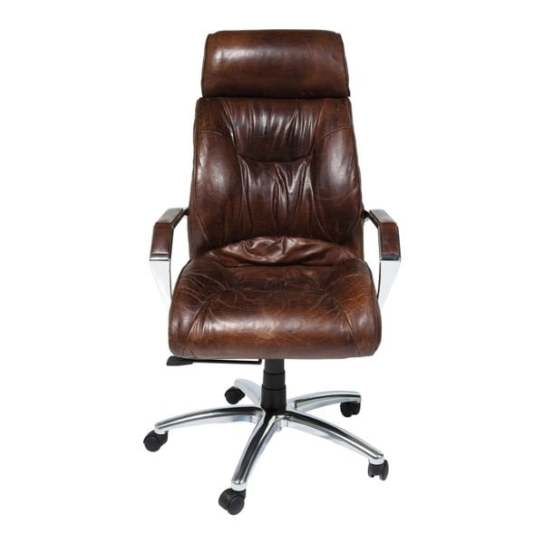 Hnedá kancelárska kožená stolička Kare Design Cigar