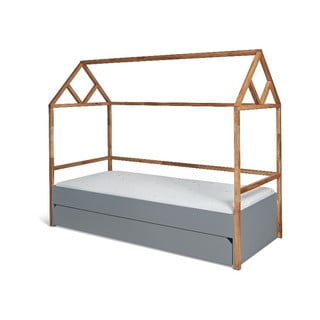 Sivá detská posteľ so zásuvkou BELLAMY Lotta, 90 x 200 cm