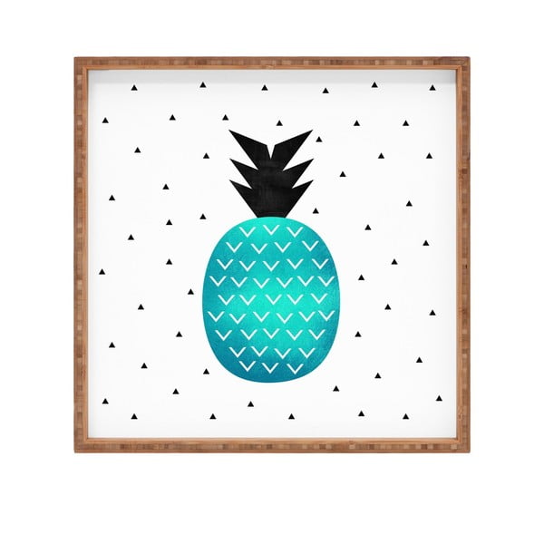 Drevený dekoratívny servírovací podnos Blue Pineapple, 40 × 40 cm
