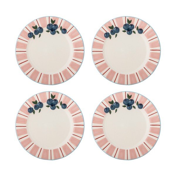Ružové/krémovobiele dezertné kameninové taniere v súprave 4 ks ø 20,5 cm Carry – Bloomingville