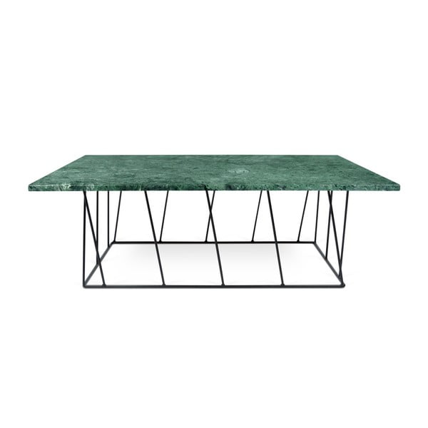 Zelený mramorový konferenčný stolík s čiernymi nohami TemaHome Heli×, 120 cm