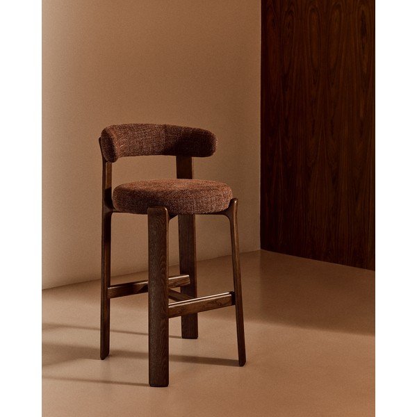 Hnedá/v tmavo prírodnej farbe barová stolička z jaseňového dreva (výška sedadla 75 cm) Granite – Kave Home-image-1