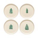Krémovobiele dezertné kameninové taniere v súprave 4 ks s vianočným motívom ø 22 cm Pacifica Christmas Tree – Casafina