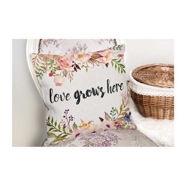 Obliečka na vankúš s prímesou bavlny Minimalist Cushion Covers Love Grows Here, 45 × 45 cm-image-2