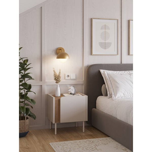 Krémovobiely/v prírodnej farbe nočný stolík v dekore duba Lucile – Marckeric-image-1