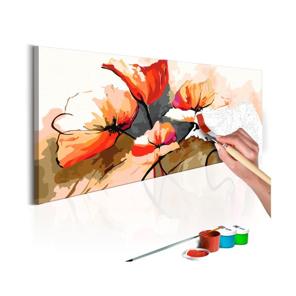 DIY set na tvorbu vlastného obrazu na plátne Artgeist Poppies, 100 × 40 cm
