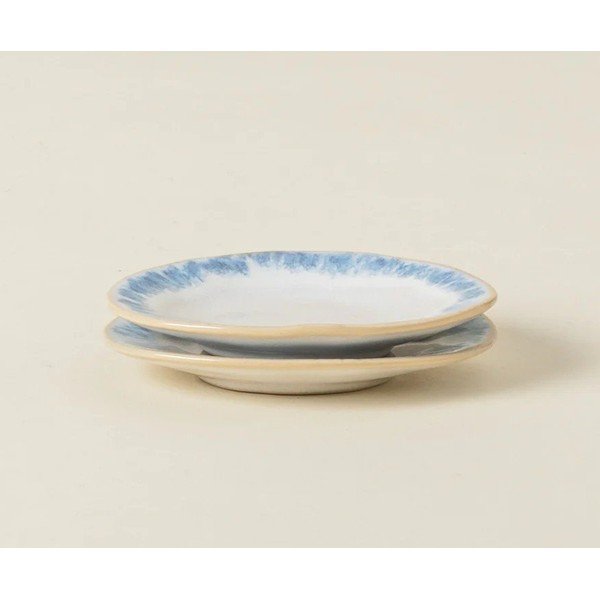 Biely/modrý hlboký  kameninový tanier Brisa – Costa Nova-image-1