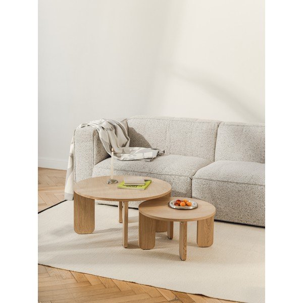 Okrúhly konferenčný stolík s doskou v dubovom dekore v prírodnej farbe ø 55 cm Kuvu – noo.ma-image-4