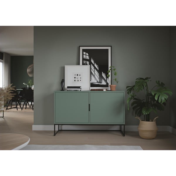 Zelený dvojdverový príborník s kovovými nohami v čiernej farbe Tenzo Lipp-image-1