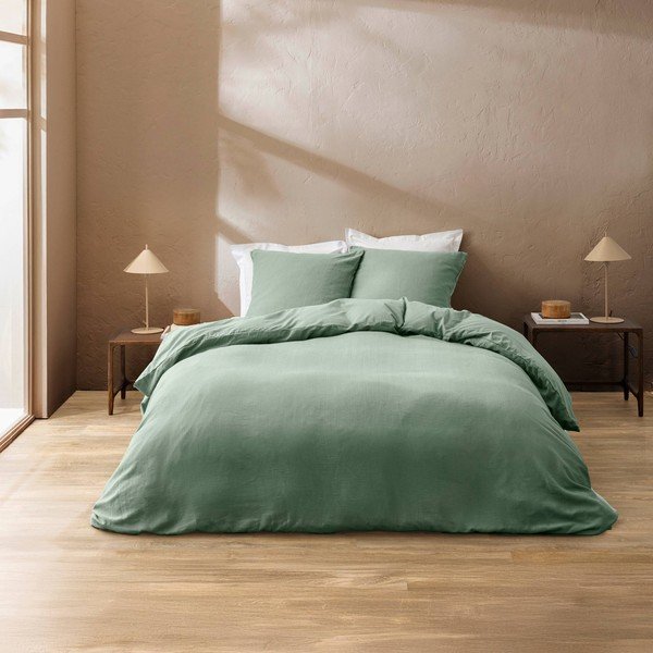 Zelené 3-dielne bavlnené obliečky na dvojlôžko 240x220 cm Clara – douceur d'intérieur