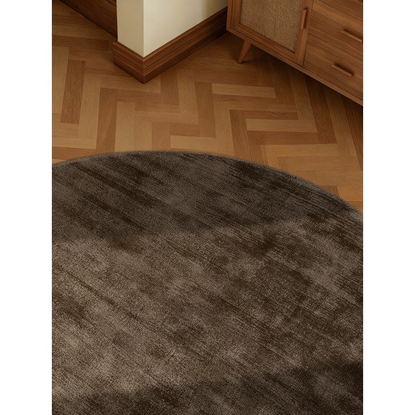 Hnedý ručne tkaný okrúhly koberec z viskózy ø 150 cm Noemi – Vikosa-image-3