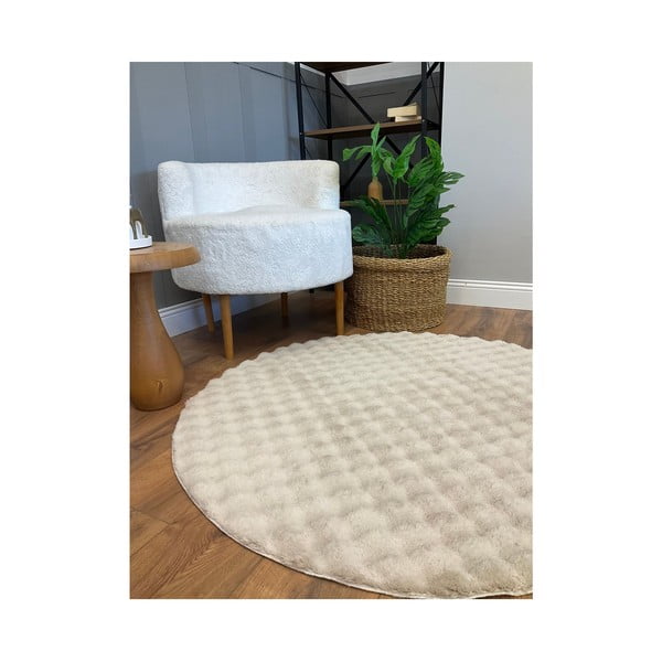 Béžový prateľný okrúhly koberec ø 120 cm Bubbly – Oyo Concept-image-3