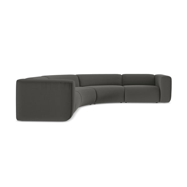 Sivá zamatová rohová pohovka Ekahi – Makamii-image-2