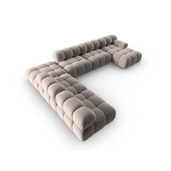 Svetlohnedá zamatová modulárna rohová pohovka (ľavý roh/do tvaru "U") Bellis – Micadoni -image-4