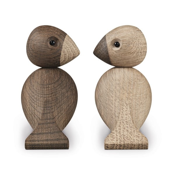 Súprava 2 sošiek z masívneho dubového dreva Kay Bojesen Denmark Lovebirds-image-3