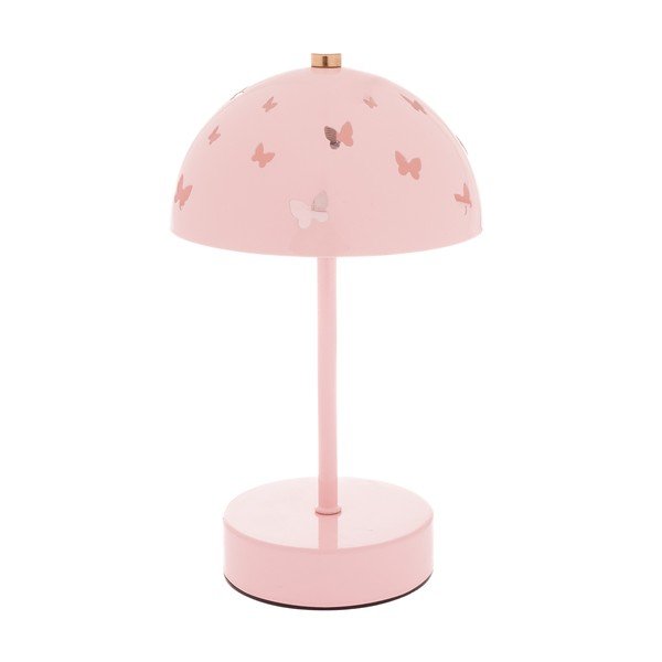 Ružová kovová detská stolová lampa Butterfly – Dakls