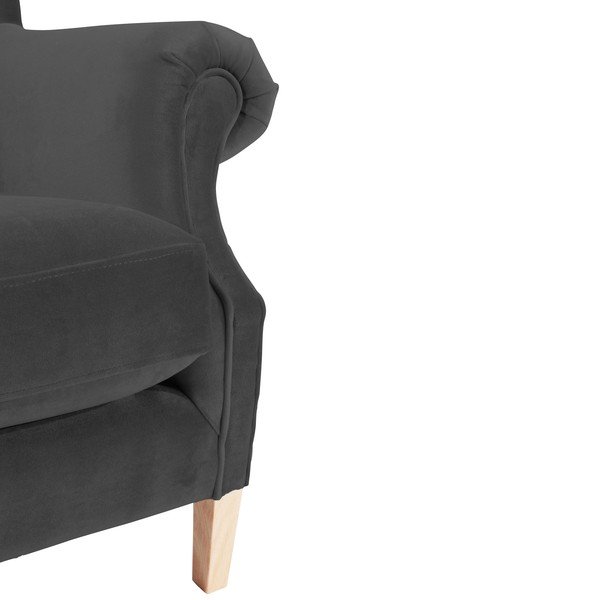 Antracitovosivé zamatové kreslo ušiak Max Winzer Harvey Velvet-image-4