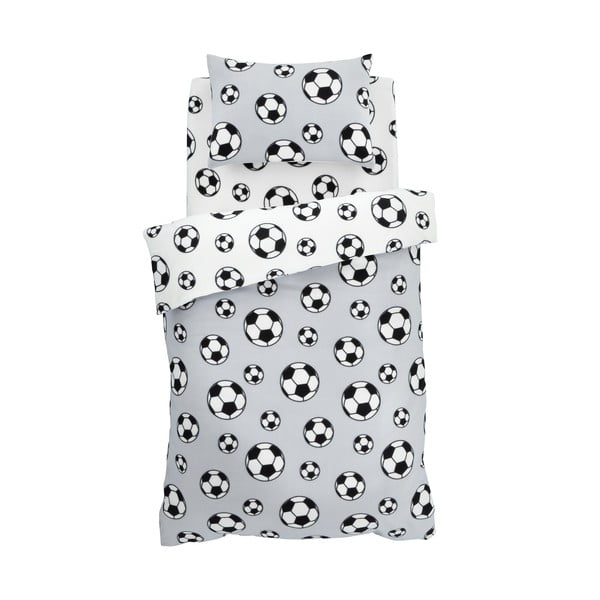 Svetlosivé fleecové detské obliečky na dvojlôžko 200x200 cm Football – Catherine Lansfield