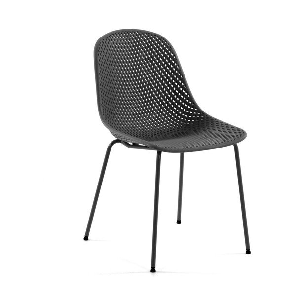 Tmavosivá kovová záhradná stolička Quinby – Kave Home