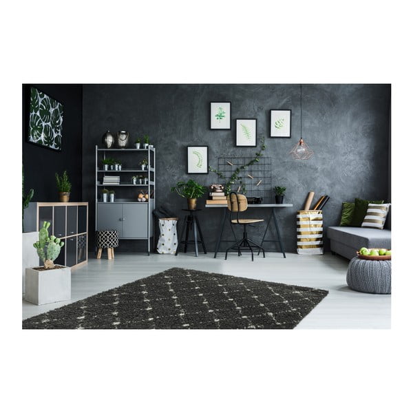 Čierny koberec Obsession My Manhatten Anth, 80 × 250 cm