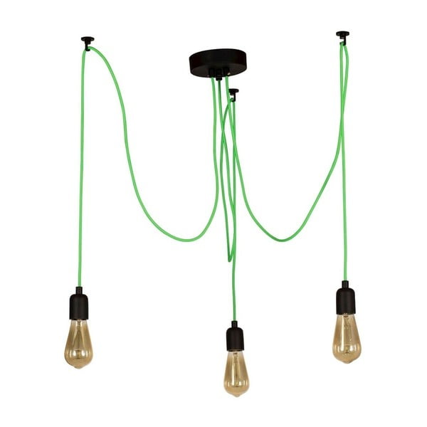 Zelené závesné svietidlo Wire Hanging Lamp Larro, 3 žiarovky