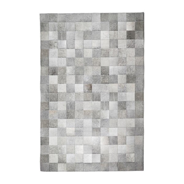Sivý koberec z hovädzej kože Patchwork, 180 x 120 cm