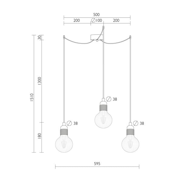 Čierne závesné svietidlo s 3 žiarovkami Bulb Attack Uno Basic Globe Clear-image-3