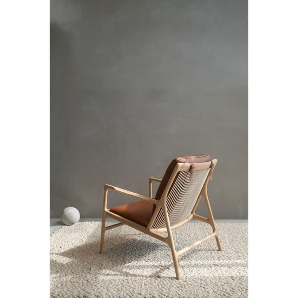 Kožené kreslo v hnedo-prírodnej farbe Dedo – Gazzda-image-2