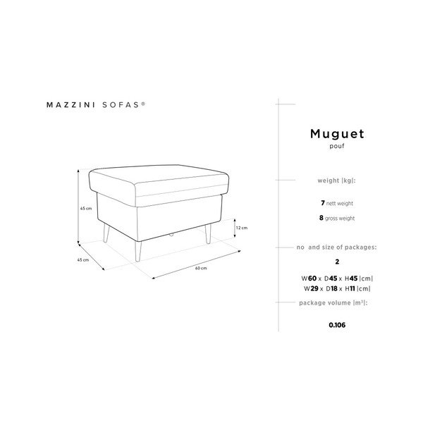 Petrolejovomodrý puf Mazzini Sofas Muguet, 60 × 45 cm-image-4