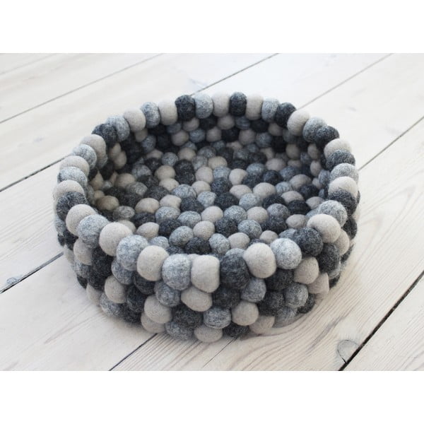 Tmavosivý guľôčkový vlnený úložný košík Wooldot Ball Basket, ⌀ 28 cm