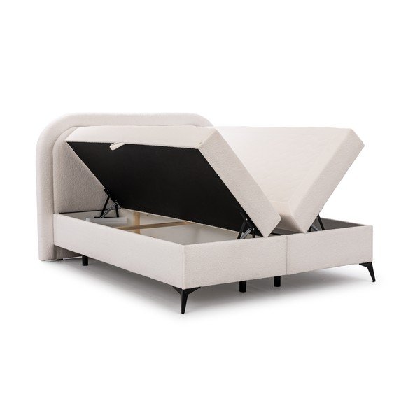 Biela boxspring posteľ s úložným priestorom 160x200 cm Ornes – Ropez-image-3