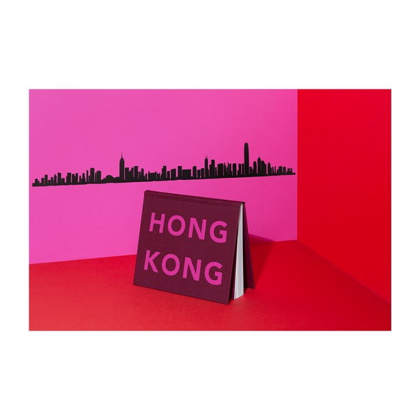 Čierna nástenná dekorácia so siluetou mesta The Line Hong Kong XL