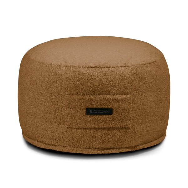 Hnedý taburet z textílie buklé Om 60 – SLOWDOWN