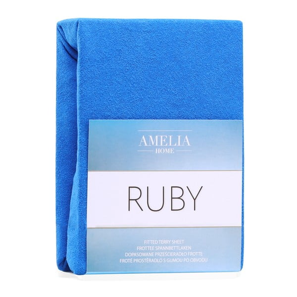 Modrá elastická plachta na dvojlôžko AmeliaHome Ruby Siesta, 180-200 x 200 cm-image-2