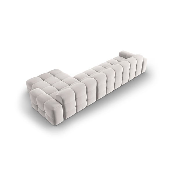 Svetlosivá zamatová rohová pohovka (pravý roh) Kendal - Micadoni Home-image-4