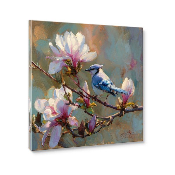 Tlačený obraz na plátne 32x32 cm Bluejay & Blossom – Styler-image-3