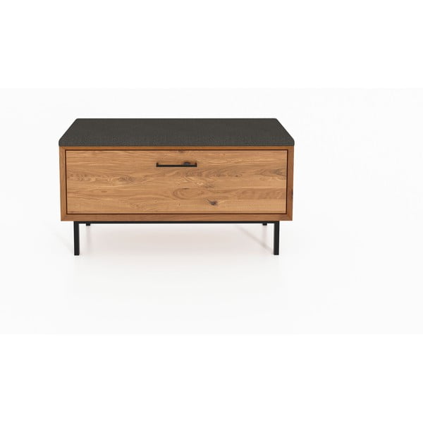 Sivá/v prírodnej farbe skrinka na topánky z dubového dreva s lavicou Abies - The Beds-image-2