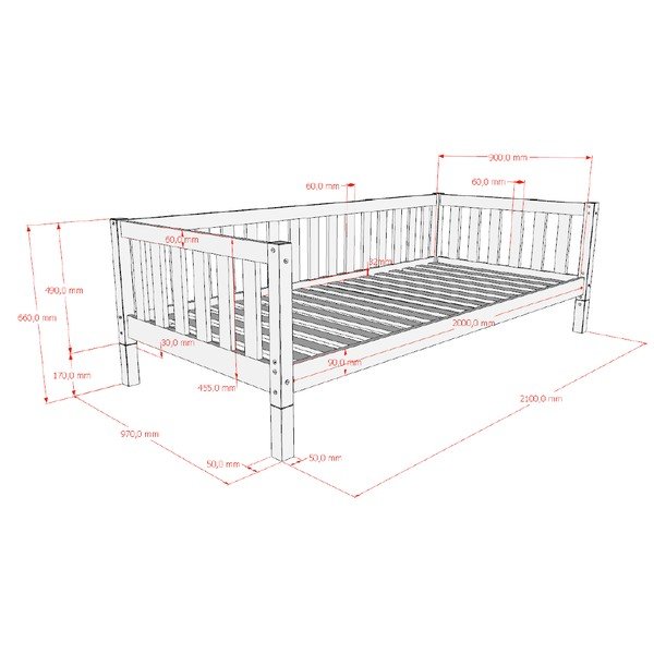 Detská posteľ z borovicového dreva s roštom 90x200 cm v prírodnej farbe Dallas – Vipack-image-4
